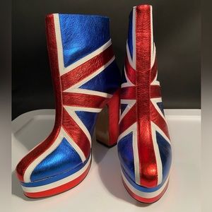 Shelly’s London Union Jack Heeled Boots Size 10
